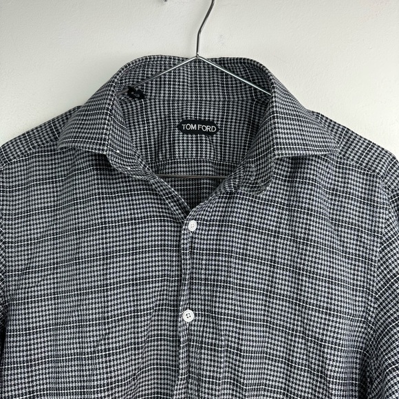 Tom Ford Micro Checked Button Down Long Sleeve Dress Shirt Men's Size 41 / 16 - Picture 3 of 10